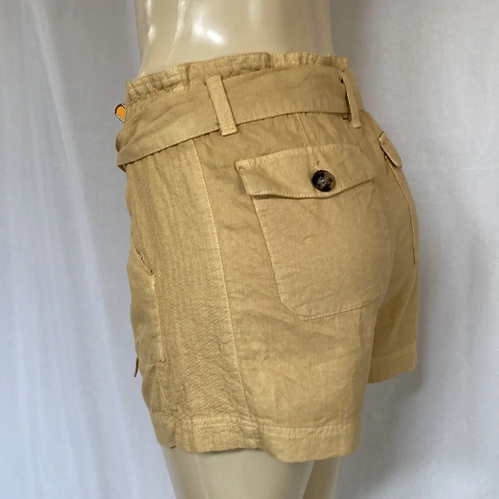 Wit & Wisdom High Waist Tan Linen-Blend Shorts
